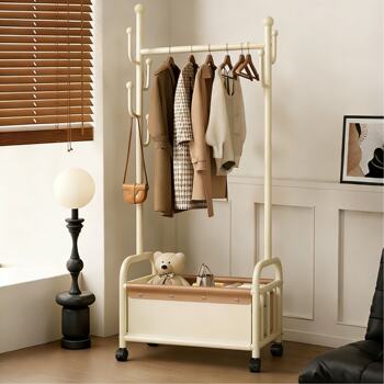 Floor-Standing Bedroom Clothes Rack, Multifunctional Home Clothes Rack, New Model Movable Coat Rack at the End of the Bed
