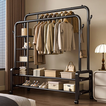 Simple Floor-Standing Clothes Rack for Bedroom, Home Use, Balcony, Indoor Clothes Hanging Rack, Clothes Drying Rod Rack, Storage Rack