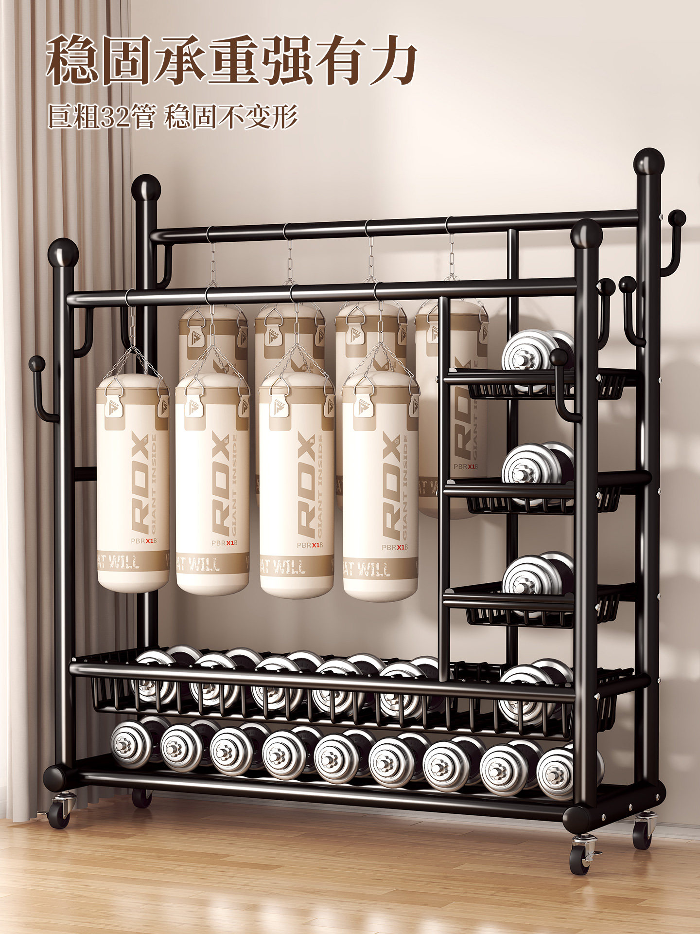 Clothes Rack, Floor-Standing Clothes Rack, Bedroom Double-Rod Simple Coat Rack, Sturdy Indoor Storage Rack for Clothes