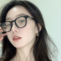 Daily Korean version of retro flat mirror round face myopia anti-blue glasses female box lazy plain artifact black frame