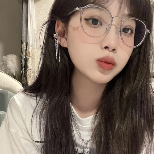 Ins plain artifact pure titanium ultra -plat lectors glase rame faminine grey Fashion Big Face показывает тонкую круглую каркасную раму рамы