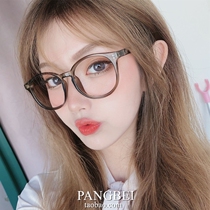 New fashion ins Net red glasses frame female hipster round frame dark green flat mirror transparent myopia glasses