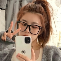 2021 anti-blue light glasses female big black frame square thin fashion Korean ins flat mirror makeup artifact myopia