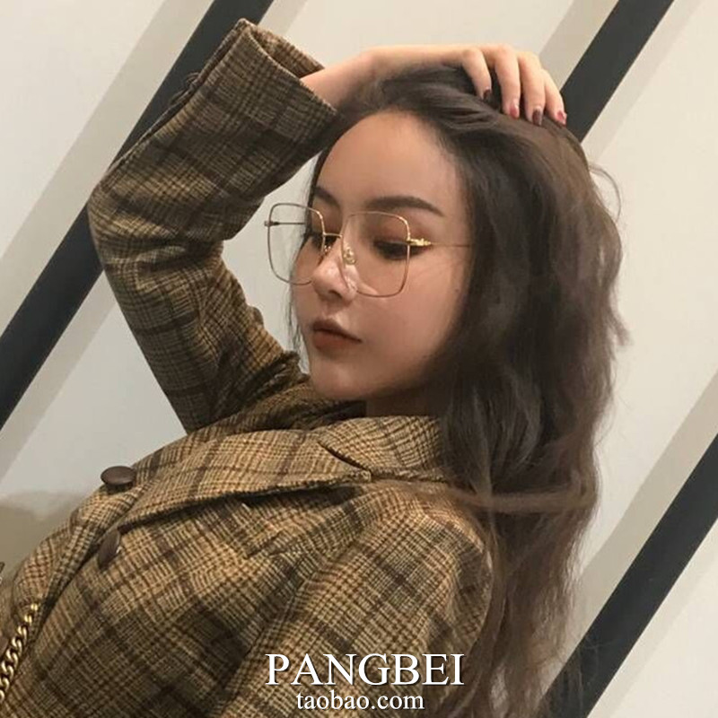Retro kính đỏ nữ sao mạng đỏ nghệ thuật hộp mỏng mắt thủy triều phẳng gương lớn hộp tròn mặt người đàn ông hoang dã kính cận đẹp