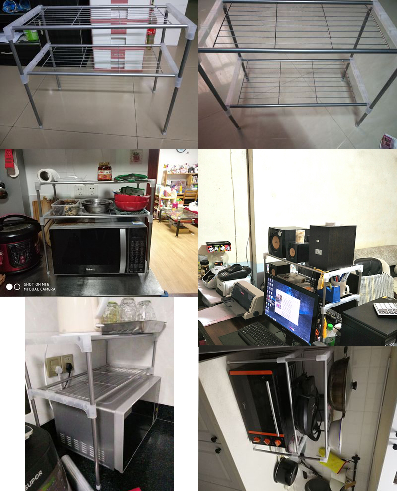 Bếp lò vi sóng lưu trữ giá lưu trữ tủ bằng thép không gỉ lò điện lưu trữ giá tre nhiều lớp gỗ rắn nồi giá - Kệ kệ đựng túi xách