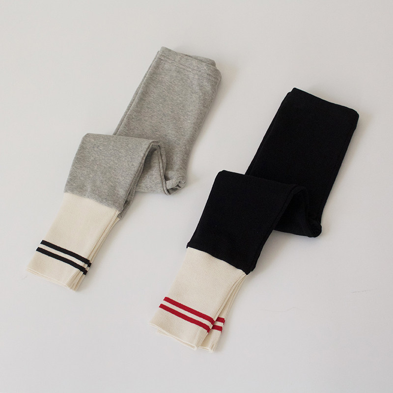 2022 Spring Festival ~ spring girl cotton internal lap pants thread parquet received foot Korean version of soft glutinous elastic long pants