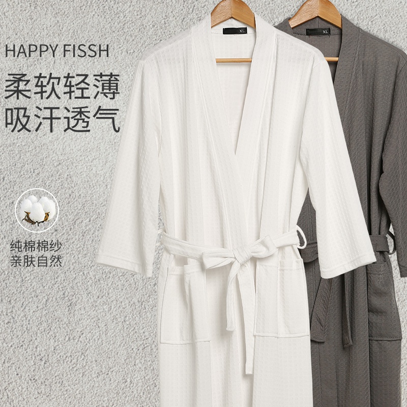 Bathrobe women's towel bath towel than pure cotton absorbent quick drying hotel waffle couple nightgown can wear yukata pajamas men