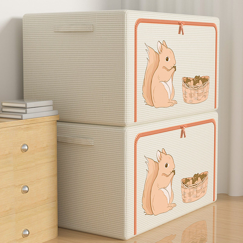 Happy Fish Clothing Containing box Home clothes Finishing Box Folding Wardrobe Oxford Cloth Storage Subbasket God-Taobao
