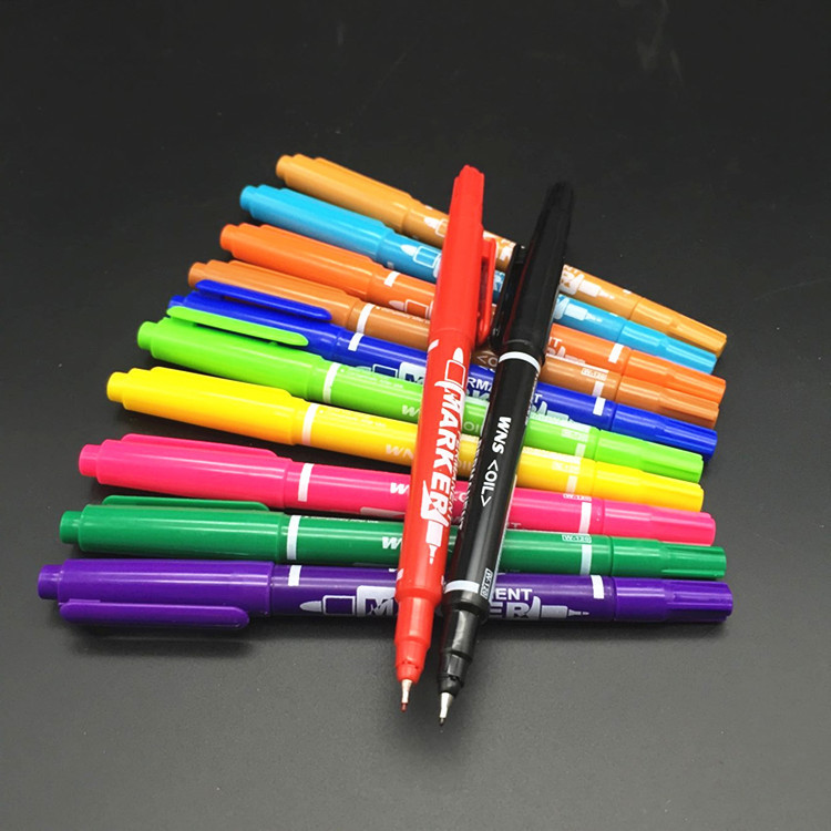 Color small double head 12 color mark pen tick brush painting oil watercolor brush wholesale