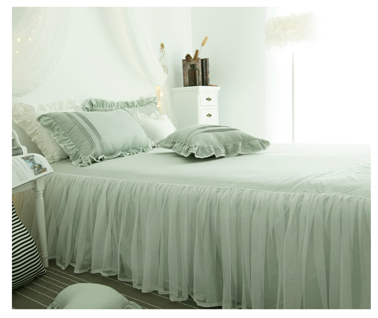 Hàn Quốc phiên bản của bông ren công chúa phong cách bông khăn trải giường chăn phong cách váy 4 gia đình bốn rắn màu ren 1,5 1.8m - Bộ đồ giường bốn mảnh bộ ga trải giường everon