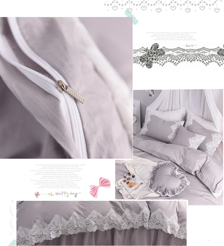 Bộ đồ cotton công chúa ren đơn giản kiểu Hàn Quốc cotton bốn mảnh phù hợp với bộ đồ giường 1.5 1.8m chăn ra gối nệm cao cấp
