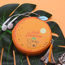 Fujifilm Fuji one-time imaging cute mini Coin Coin Coin purse women makeup mirror round orange