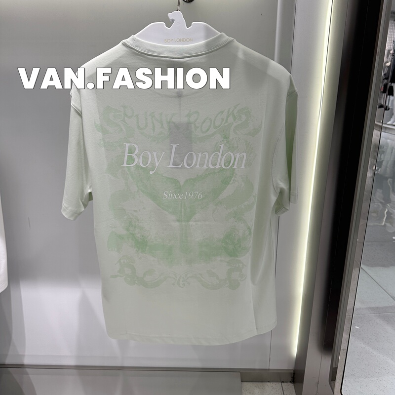 Boylondon Official Store Genuine 26 Summer Flocking Print Short-Sleeve T-Shirt Unisex B262N0105305 399