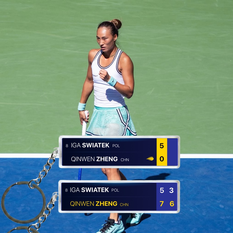 Us Open Zheng Qianwen Upsets Swiatek, Let's Go from 5 to 7, Pendant, Tennis Event Keychain