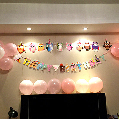 1 year old 100 Born Happy Banners Pull Flowers Decoration Baby Background Wall Party Laqi Letter Scene Arrangement