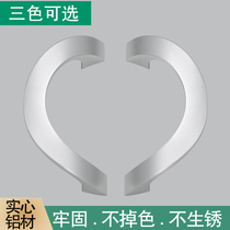 Glass door pull handle aluminum alloy No frame steel fied toilet shower door handle semi-circle silver color black bathroom Ming dress