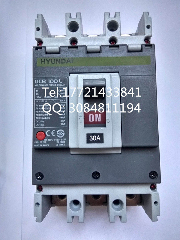 New original Korean HYUNDAI Air circuit breaker UCB 100L 3P 30A