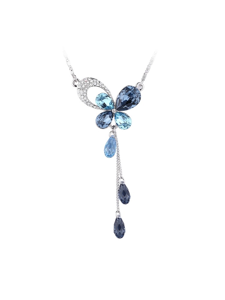 French Eternelle Butterfly Tassel Pendant Necklace European and American Style Fashion Clavicle Chain Elegant Birthday Gift