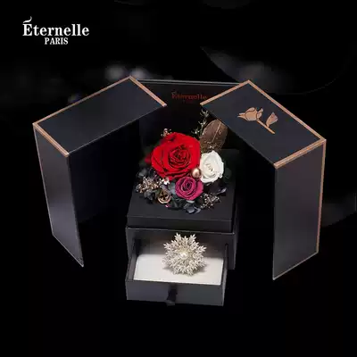 French Eternelle fashion brooch personality coat accessories female corsage forever flower Valentine jewelry gift box