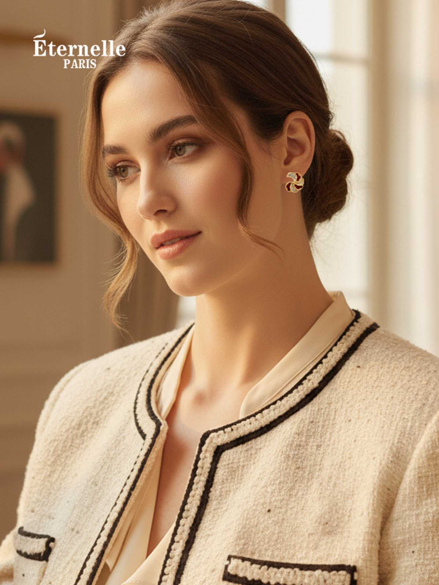 Eternelle French Eternal Heart-Shaped Rotating Earrings, High-End Luxury Earrings for Women, Designer Niche Earrings