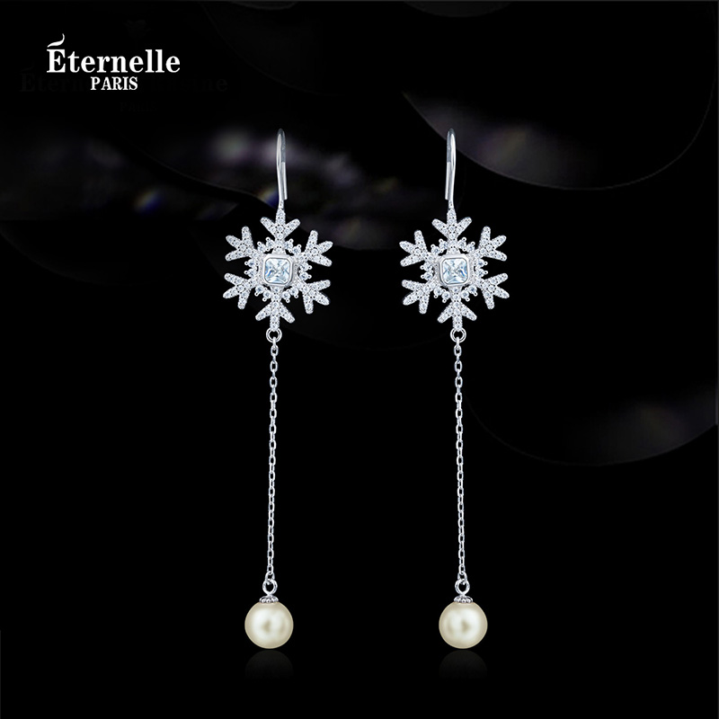 French Eternelle jewelry long tassel super fairy earrings niche design sense earrings light luxury snowflake earrings