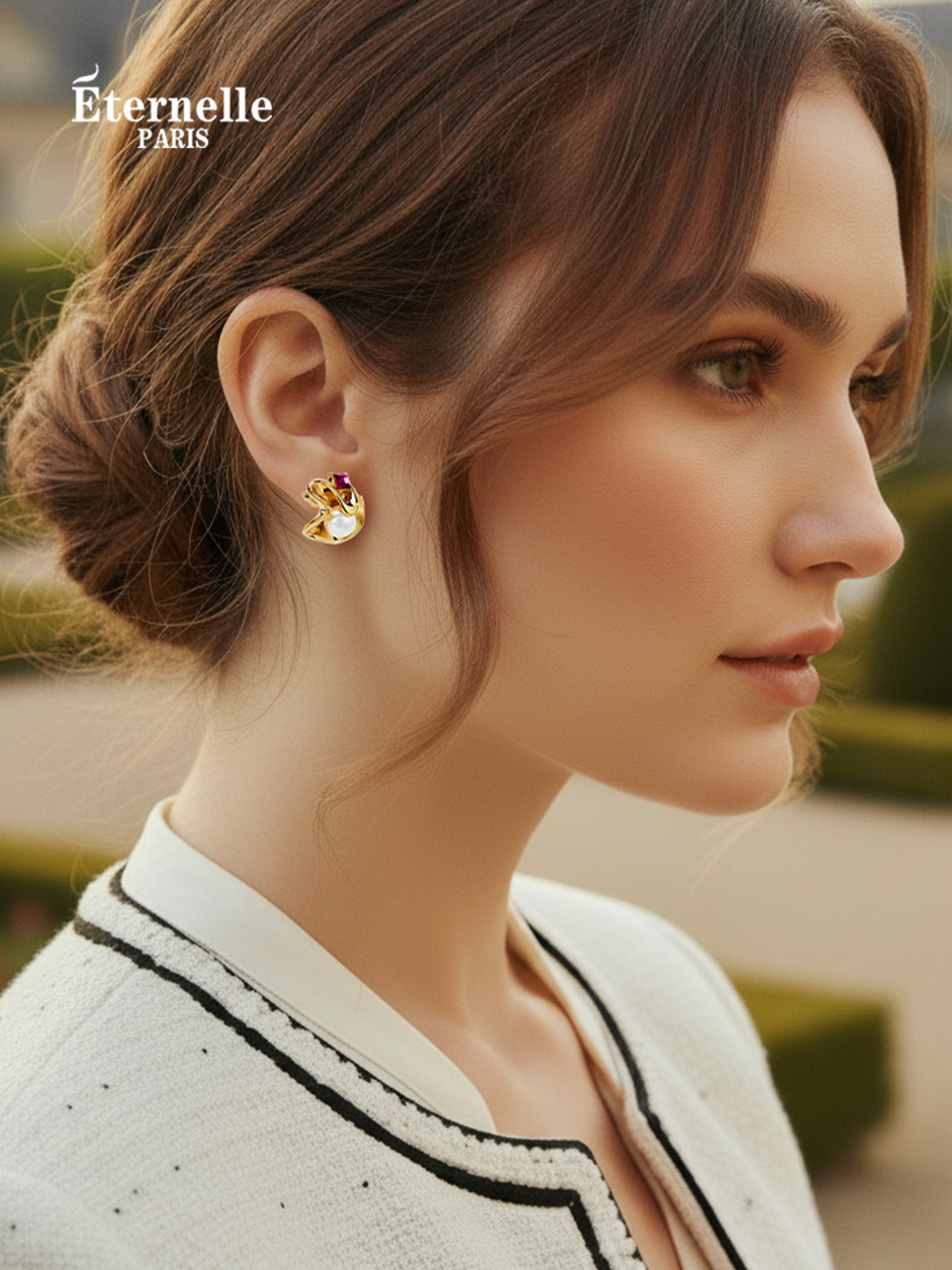 Eternelle French Eternal Flowing Shadow Bead Earrings, Small and Unique Design Earrings for Women, Simple and Fashionable Earrings