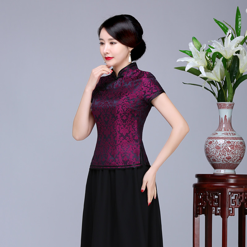 Sâu Nghệ thuật Cải thiện Cheongka Top 2020 Summer ăn mặc mùa xuân / New Vintage Mom váy tiệc Trung Quốc Tang váy phụ nữ hàng đầu