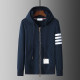 Tb classic hooded sweatshirt jacket for men and women loose knitted cardigan zipper four-bar casual sportswear high version