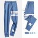 Tb pants ຜູ້ຊາຍກິລາບາດເຈັບແລະ trousers ຄລາສສິກສີ່ stripes ວ່າງຝ້າຍ drawstring leggings sweatpants ພາກຮຽນ spring ແລະດູໃບໄມ້ລົ່ນ