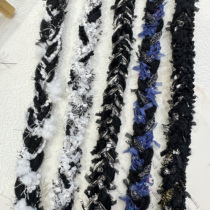 New small fragrant wind high-end custom black and white color series twist woven clothing accessories handmade webbing paper yarn lace