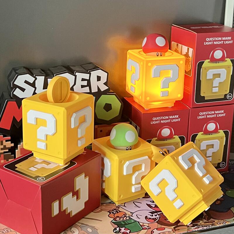 Mario Night Light Super Mario Question Mark Light Press Block Sound Effect Desktop Atmosphere Light Bedside Bedroom Sleep