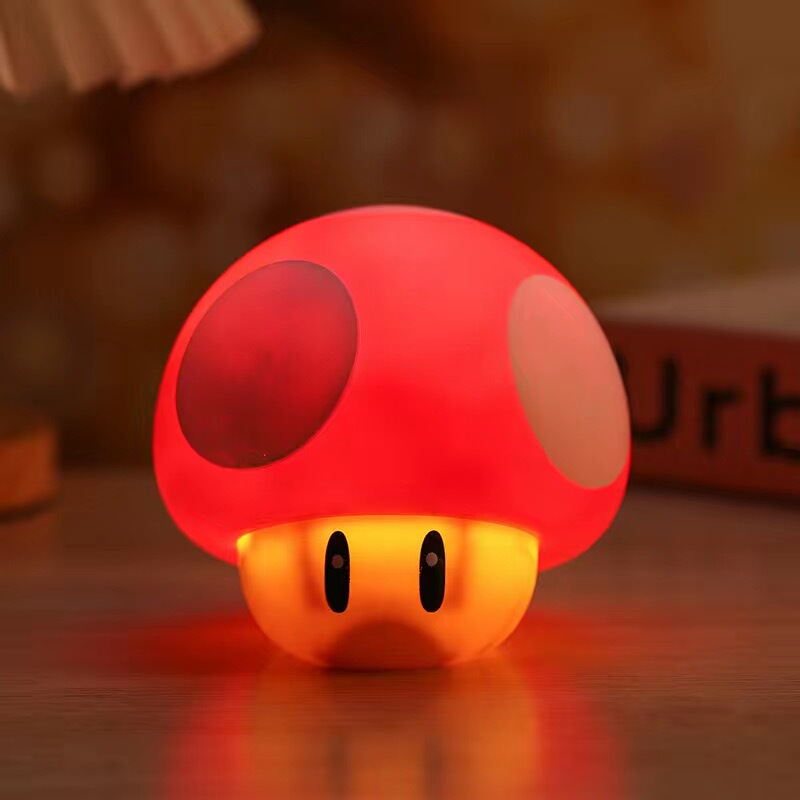 Mario Super Mario Question Mark Light Mushroom Night Light Rechargeable Sound-Emitting Bedside Lamp Ambient Light Birthday Gift