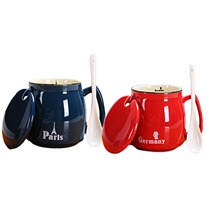 Gift with lid ceramic cup lid spoon per person limited to 1 4-color random