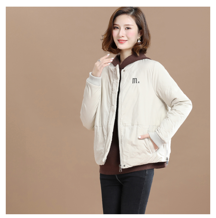 Tháng 9 Momo 2018 mùa thu đông mới áo nữ thêu chữ bóng chày cổ áo cotton phiên bản Hàn Quốc của quần áo cotton ngắn rộng áo khoác đẹp