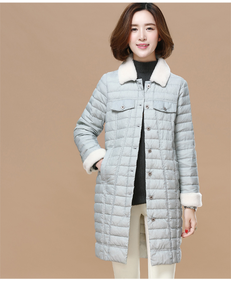 Tháng 9 Momo 2018 thu đông của phụ nữ mới khâu tóc cừu trong phần dài của phụ nữ cotton phiên bản Hàn Quốc của quần áo cotton lỏng áo khoác lông vũ nữ