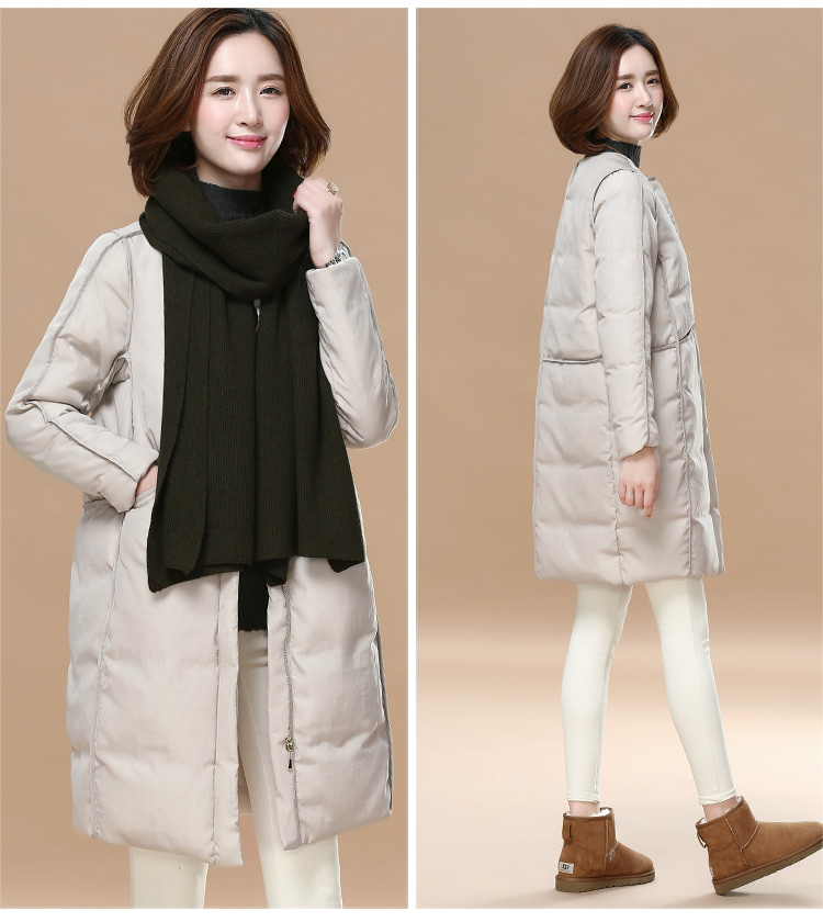 Tháng 9 Momo 2018 mùa thu và mùa đông mới cho phụ nữ cổ tròn retro cotton lỏng của phụ nữ áo dài cotton giản dị của Hàn Quốc áo phao mùa đông nữ