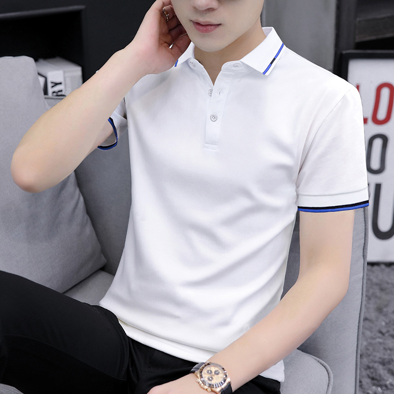 Lapel Polo Shirt Men's 2026 New Trendy Short-Sleeve T-Shirt with Collar Solid Color Versatile Breathable Half-Sleeve Top