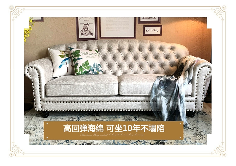 [Thiết kế gốc] nước theo phong cách retro Mỹ đồ nội thất công nghệ cao mô phỏng vải sofa da ba bit - Ghế sô pha ghế sofa gỗ kéo ra thành giường