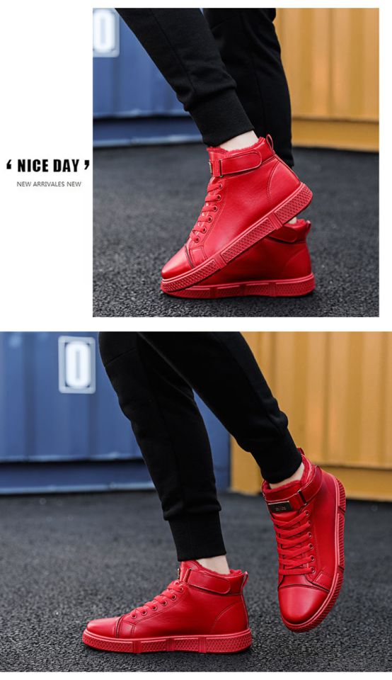 Giày nam mùa thu giày cao mùa đông giày cotton mùa cao giày thể thao aj1 hip hop phiên bản Hàn Quốc của xu hướng giày thủy triều hoang dã giày sneaker nam trắng