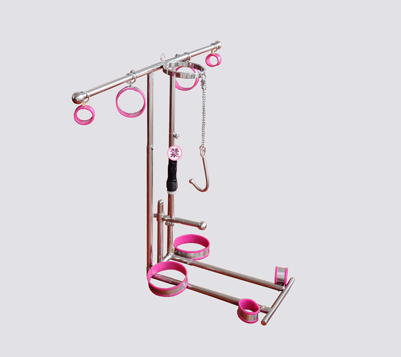 Black imperium stainless steel full adjustment detachable fixed clitoris anal seduces to kneel with large penal shackles SM Teaters