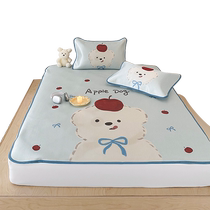Cartoon childrens ice silk mat cute baby mat two-piece set student air-conditioned mat machine washable ice silk mat in summer