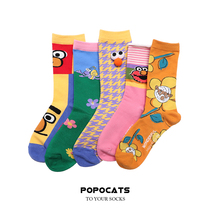 39 yuan 5 pairs of cartoon Three-dimensional big eyes socks female stockings cute pink curled graffiti college style trend