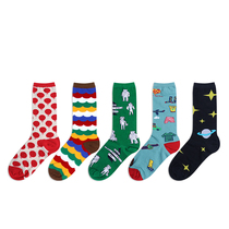 ins trend rainbow socks female Korean mid-tube socks male hot air balloon cute college wind cotton socks