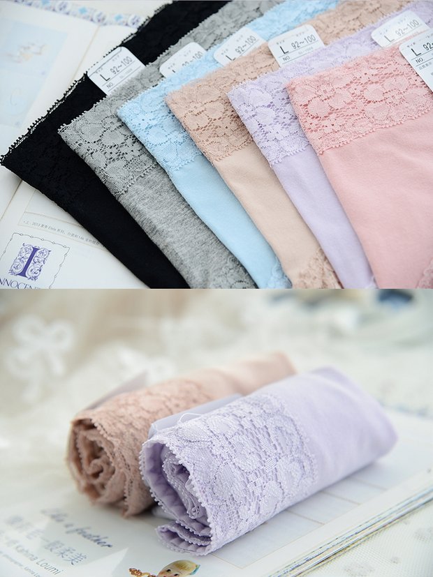 Quần lửng cạp cao nữ đơn giản thoải mái Nhật Bản gió liền ren cotton dày bụng quan lot nu cho nguoi gia