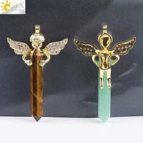 Добро пожаловать в Love Cupid Angel Cwing Collese Inlade Prinestone Подвеска натуральный хрустальный шестиугольный гексагональный призму -Бесплатная судоходство с раз