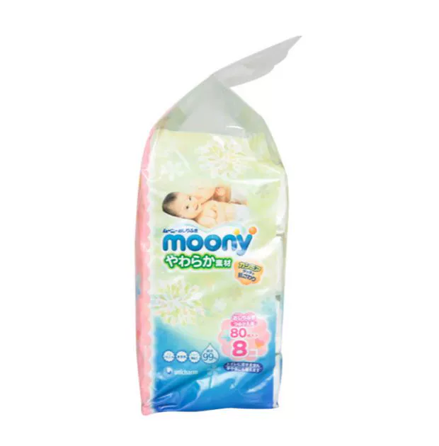 Bạn lau trẻ em Nijia 80 8 gói Nhật Bản nhập khẩu khăn lau mặt trăng 80 bơm 8 gói 640 bơm - Khăn ướt