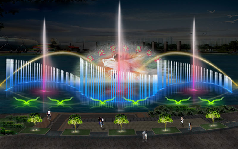 Underwater Music Fountain Equipment Pool Fountain Dry Land Fountain Wind Scenic Area Large Laser Water Show Fountain Design