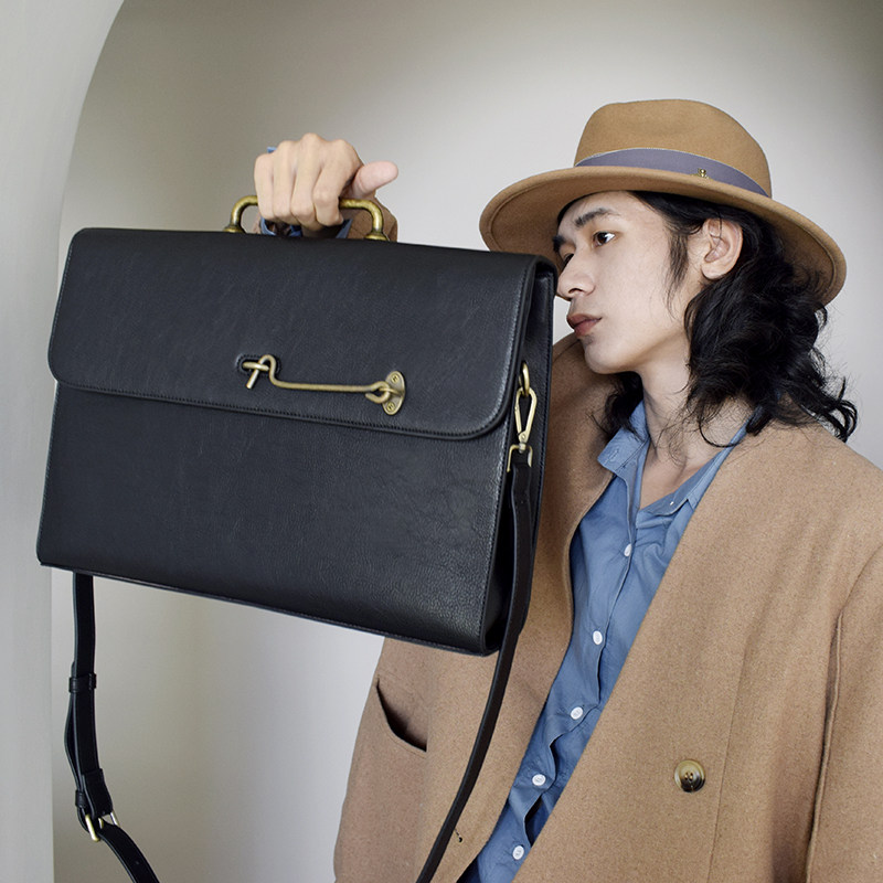 ZGUI paper ghost original vintage men's business handbag computer messenger bag British tote bag briefcase genuine leather