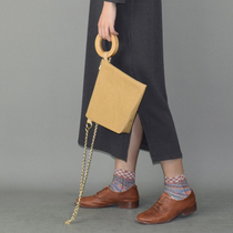 ZGUI paper ghost original washed Kraft paper portable shoulder shoulder bag irregular chain circle Womens Small bag tide