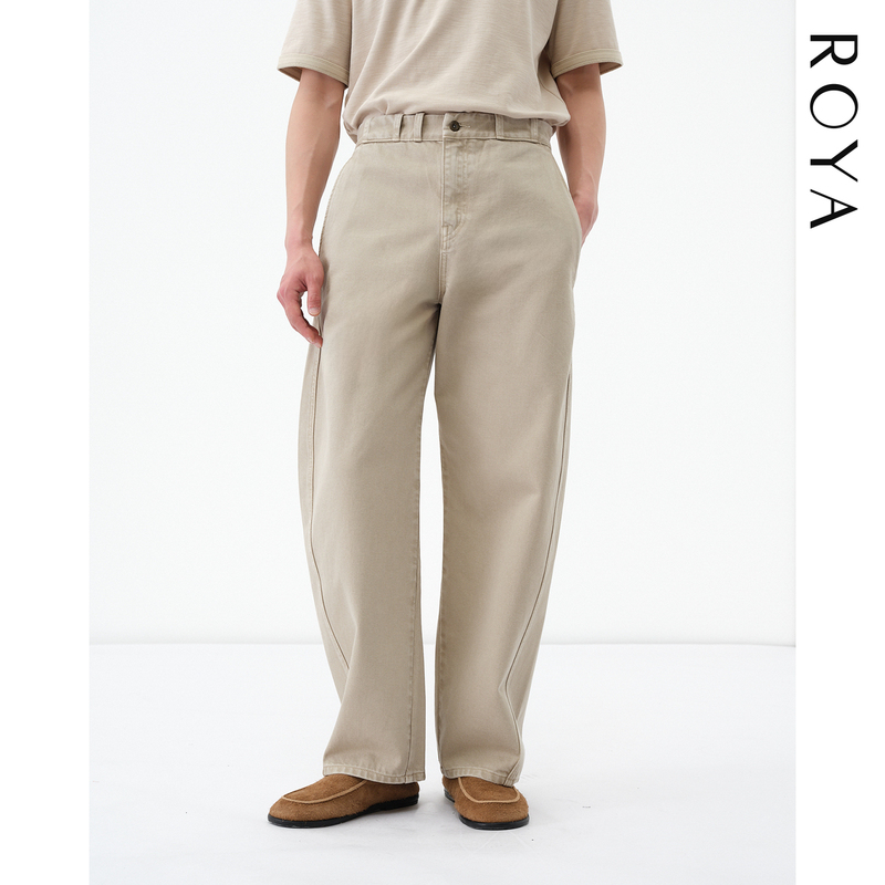 Roya |   American Cone Asut Dye Oatmeal-Colored Scimitar Jeans with Three-Dimensional Tailoring and Twisted Seams, Autumn Men's Pants